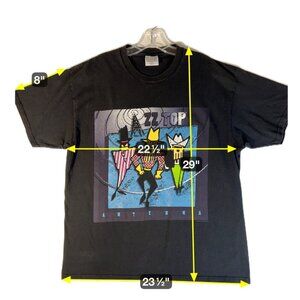 Vintage ZZ Top Band Antenna World Tour Concert T-shirt XL Black 100% Cotton USA